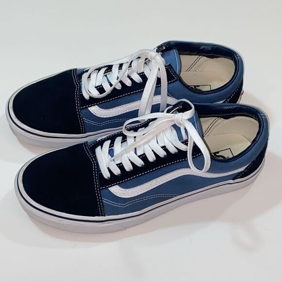 Vans Blue and White Old Skool Sneakers Size Unixes Women’s 12 Men 10.5 - Picture 3 of 13